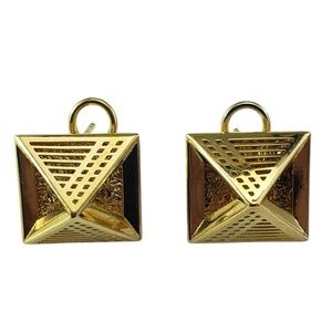 14 Karat Yellow Gold Open Pyramid Omega Back Earrings #20575